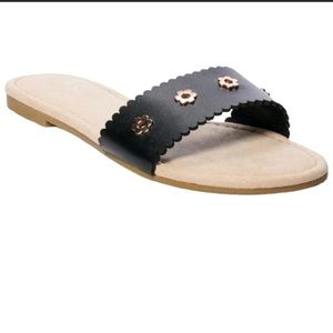 black slide sandals